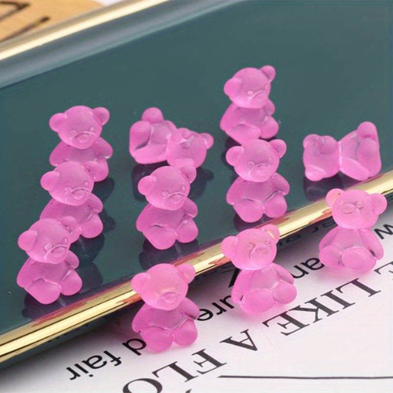 10pcs Frosted Straight Hole Bear Beads DIY Bracelet Necklace Mobile Phone Chain